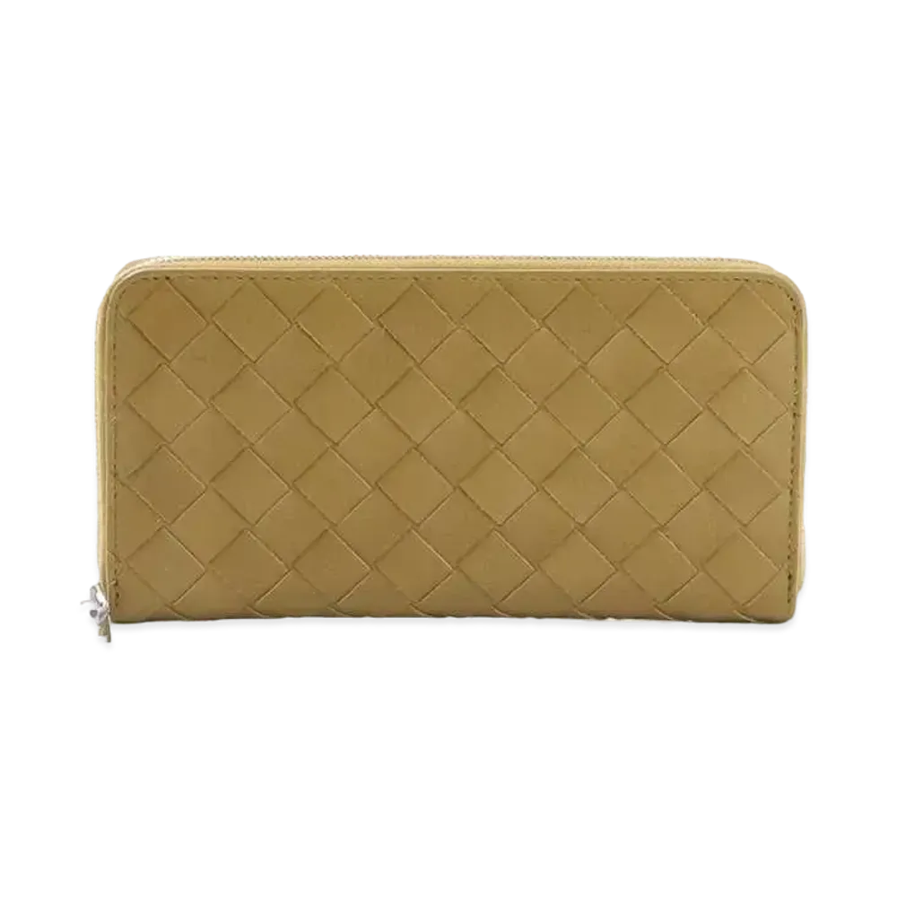 Bottega Veneta Intrecciato Calfskin Zip Around Wallet "Moutarde"