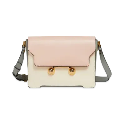 Marni Leather Trunkaroo Medium Shoulder Bag
"Camellia/Shell/Storm"