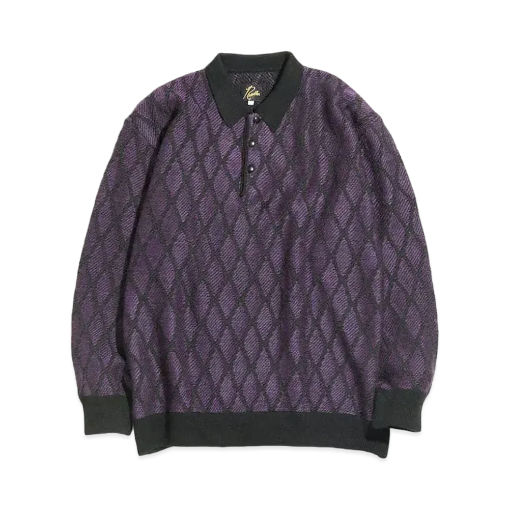 Needles POLO SWEATER - WAVE STRIPE "Black/Purple"