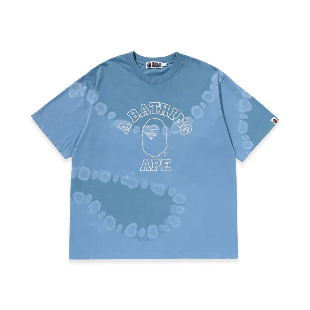 A BATHING APE Hand Dye College Relaxed Fit Tee "Blue"