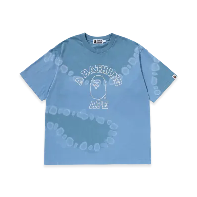 A BATHING APE Hand Dye College Relaxed Fit Tee "Blue"