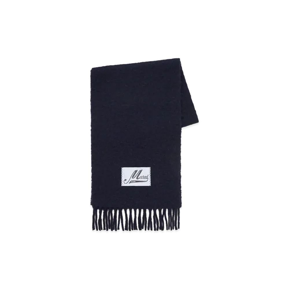 MARNI Women's Logo Patch Scarf "Blue"