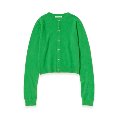 AURALEE Women's Brushed Cashmere Cotton Knit Cardigan "Green"