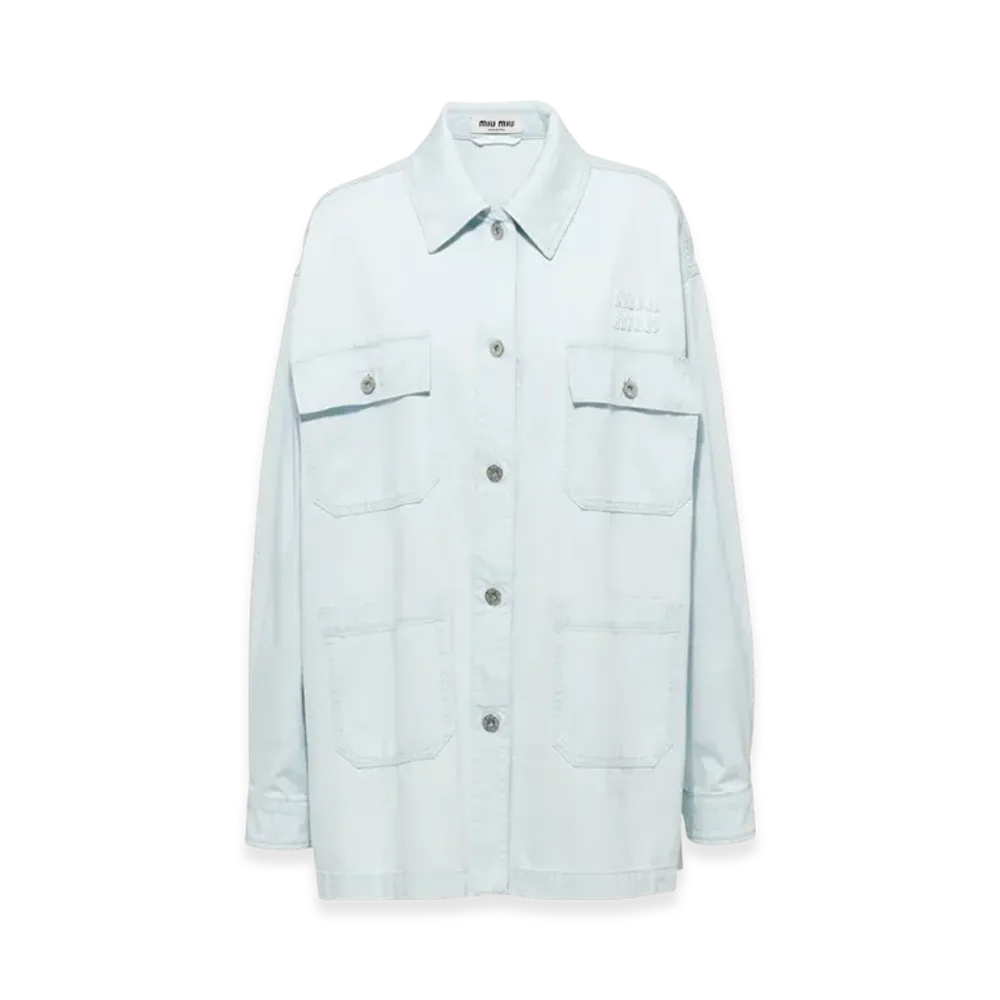 MIU MIU Women's Denim Blouson Jacket "Light Blue"