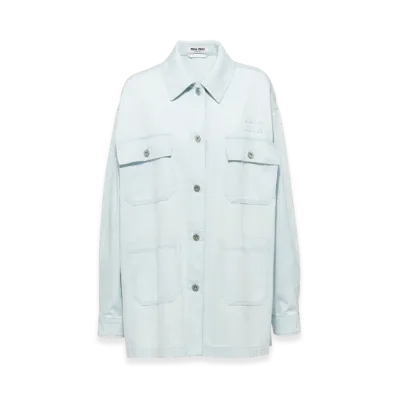 MIU MIU Women's Denim Blouson Jacket "Light Blue"