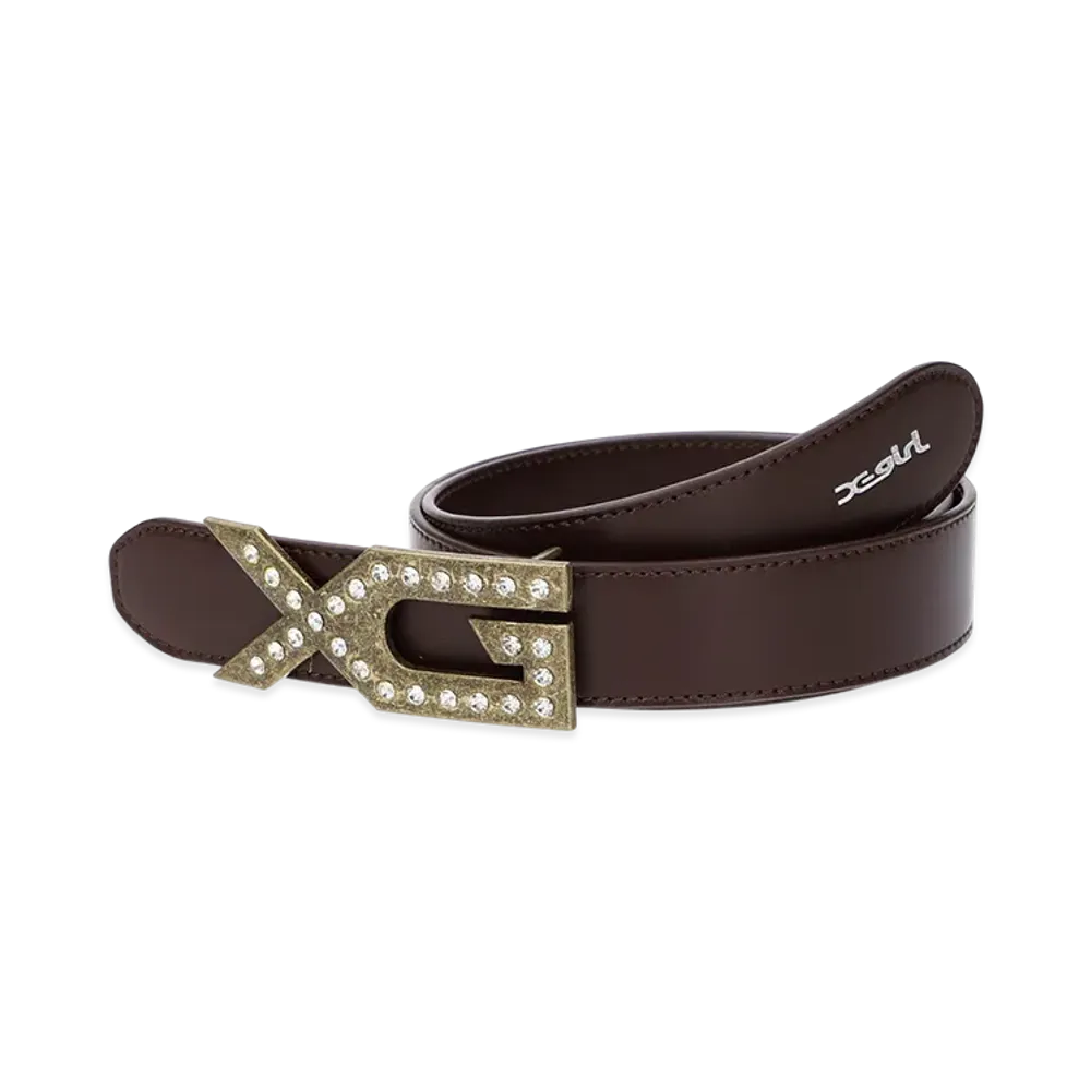 X-Girl XG Emblem Buckle Faux Leather Belt "Brown"