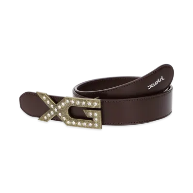X-Girl XG Emblem Buckle Faux Leather Belt "Brown"