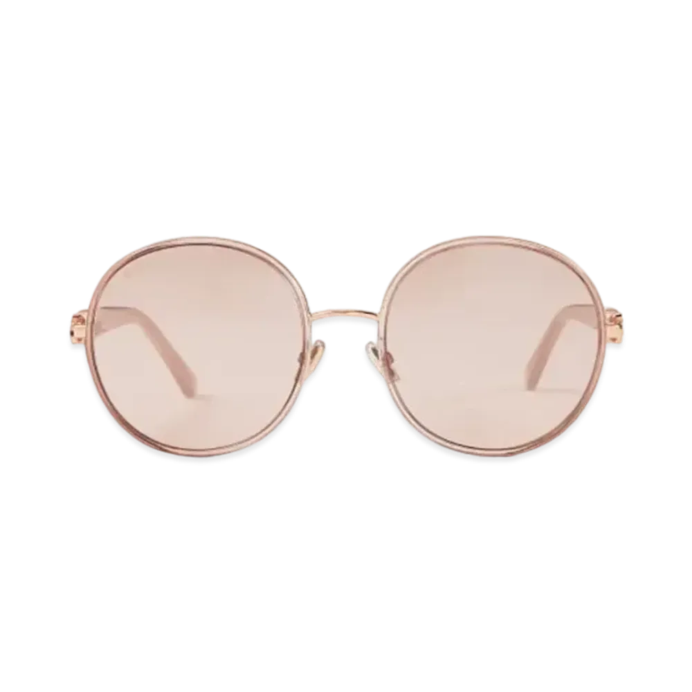 Jimmy Choo Pam Round Frame Sunglasses With Swarovski Crystals "Copper Gold/Nude"