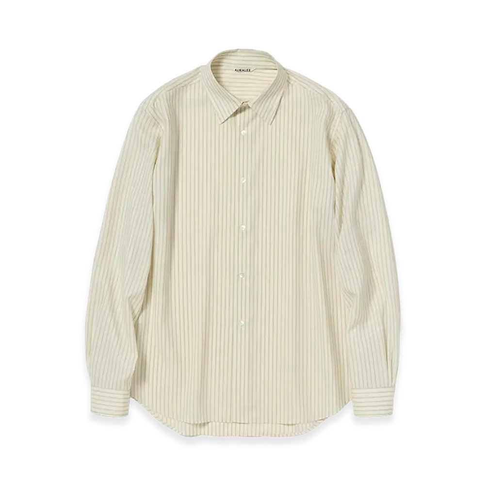AURALEE Super Fine Wool Stripe Shirt "Ivory White Stripe"