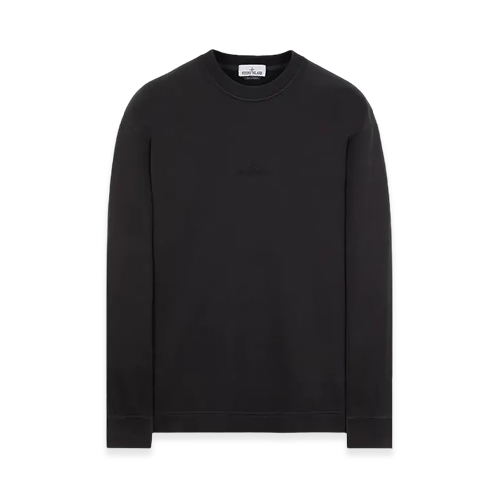 Stone Island 65477 Brushed Cotton Fleece Garment Dyed Crewneck Sweatshirt - 23FW "Black"
