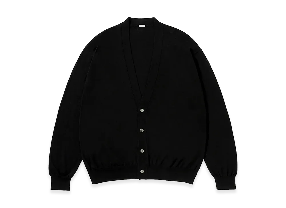 A.PRESSE Wool Cotton High Gauge Cardigan "Black"