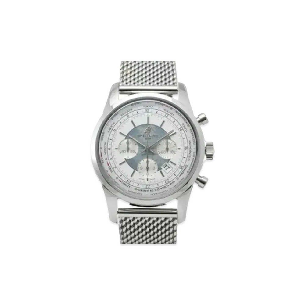 Breitling Transocean Chronograph Unitime "White/Stainless Steel"