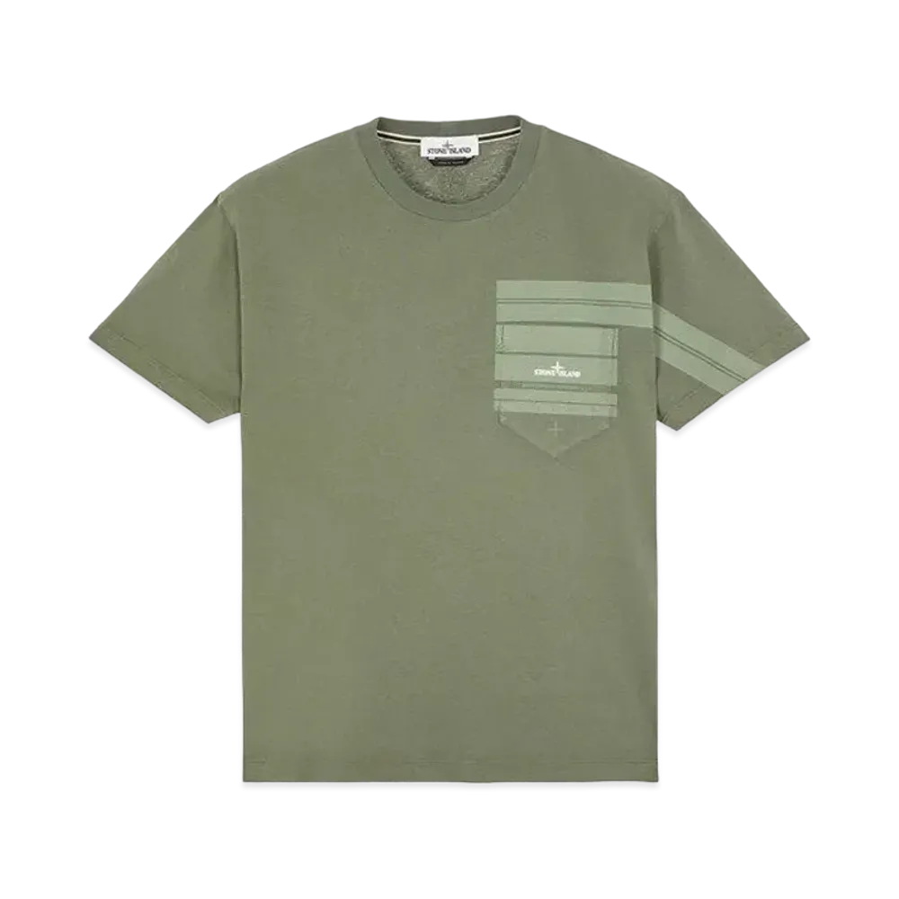 Stone Island 24679 COTTON JERSEY 'MOSAIC TWO' PRINT_SLIM FIT "Sage Green"