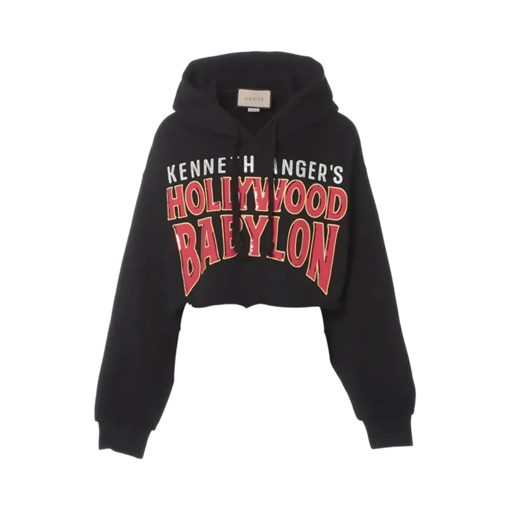 GUCCI Hollywood Babylon Cropped Hoodie "Black"