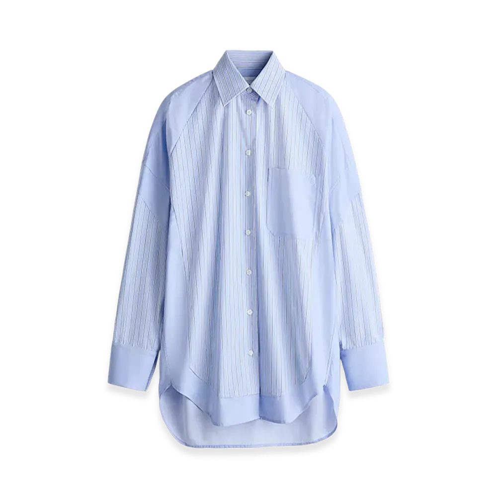 H&M x Stella McCartney Women's Oversized Panel Poplin Shirt "Blue/Stripe"