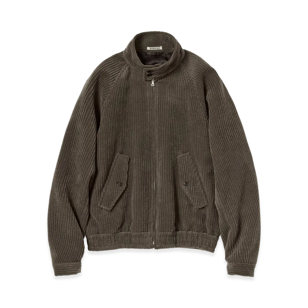 AURALEE Women's Wool Cashmere Corduroy Zip Blouson "Smoky Brown"