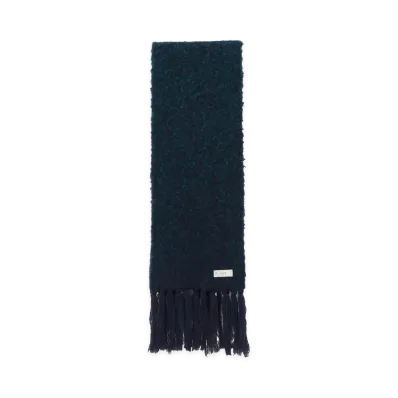 YOKE Baby Alpaca Blend Boucle Yarn Distressed Gradient Scarf "Green"