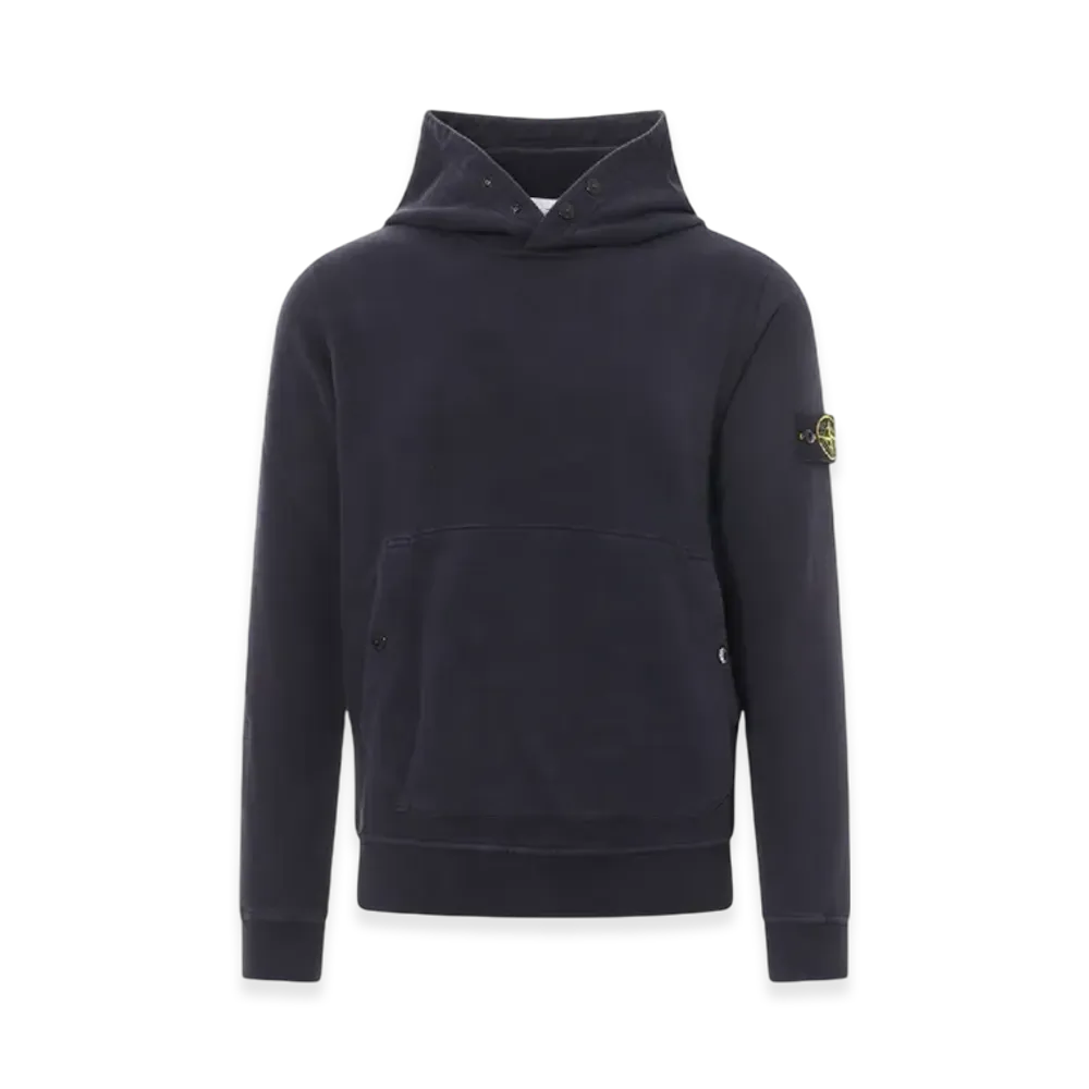 Stone Island 61720 Brushed Cotton Fleece Garment Dyed Crewneck Hooded Sweatshirt - 23FW "Navy Blue"