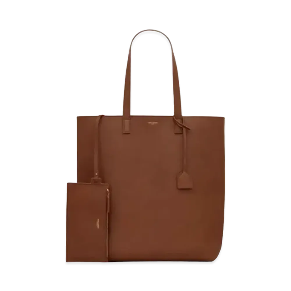 SAINT LAURENT Bold Shopping Bag In Grained Leather "Toast Brown"