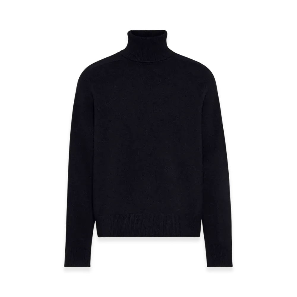 Maison Margiela Men's Washed Lambswool Roll Neck Sweater "Navy"