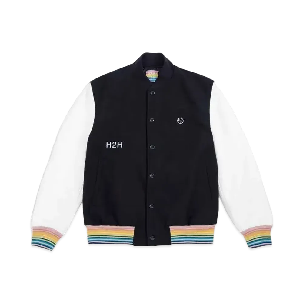 HH Border Stripe Rib Award Jacket "Black White"
