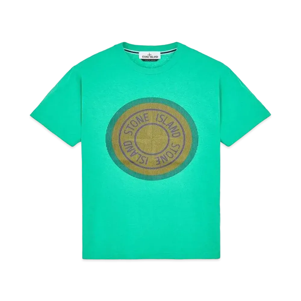Stone Island 2NS89 COTTON JERSEY, 'LENTICULAR TWO' PRINT_SLIM FIT "Green"