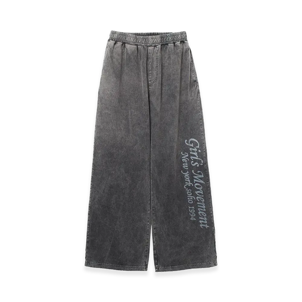 X-Girl Women's Hard Distressed Relax Easy Pants "Charcoal"