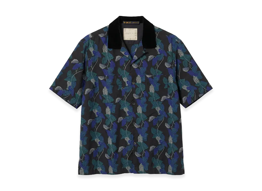 sacai × SUN SURF Aloha Shirt "Blue/Black"