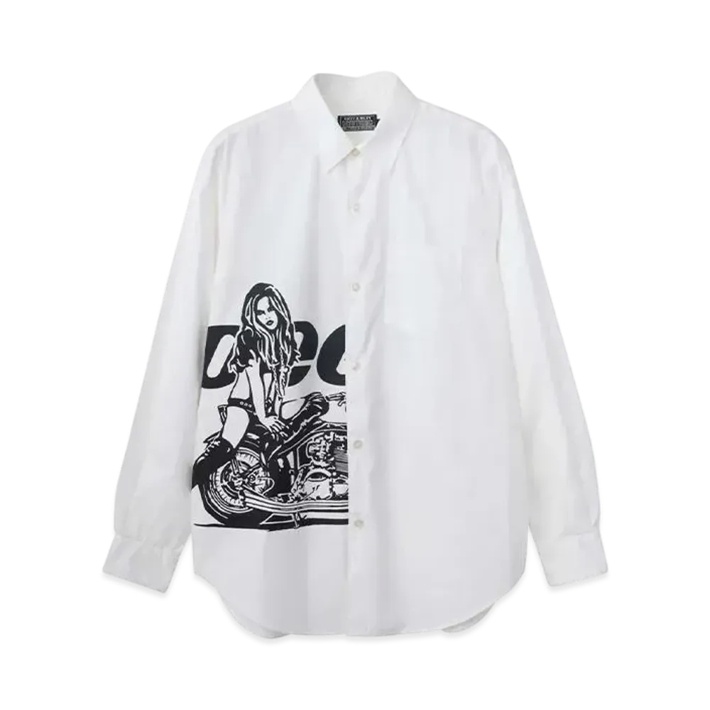 HYSTERIC GLAMOUR Speedster Regular Collar Shirt "White"