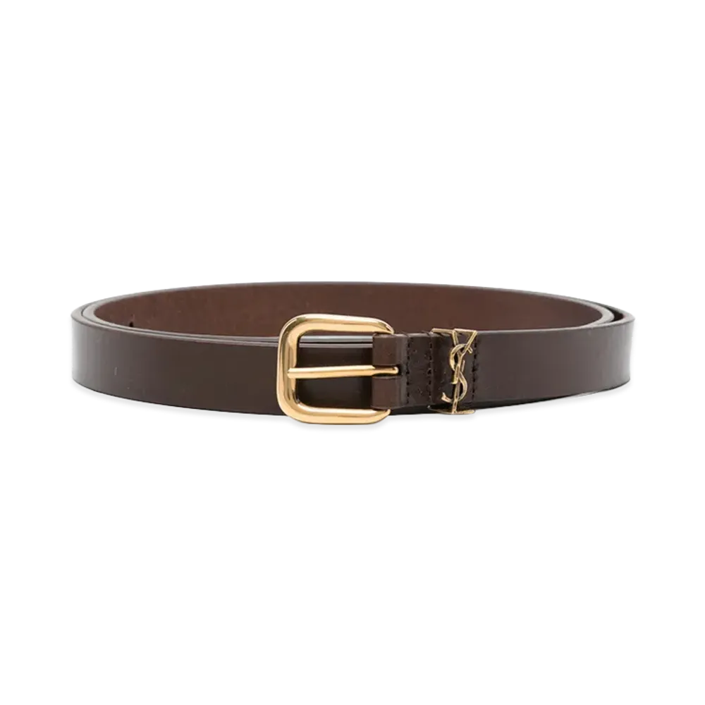 Saint Laurent Leather Belt "Dark Brown"