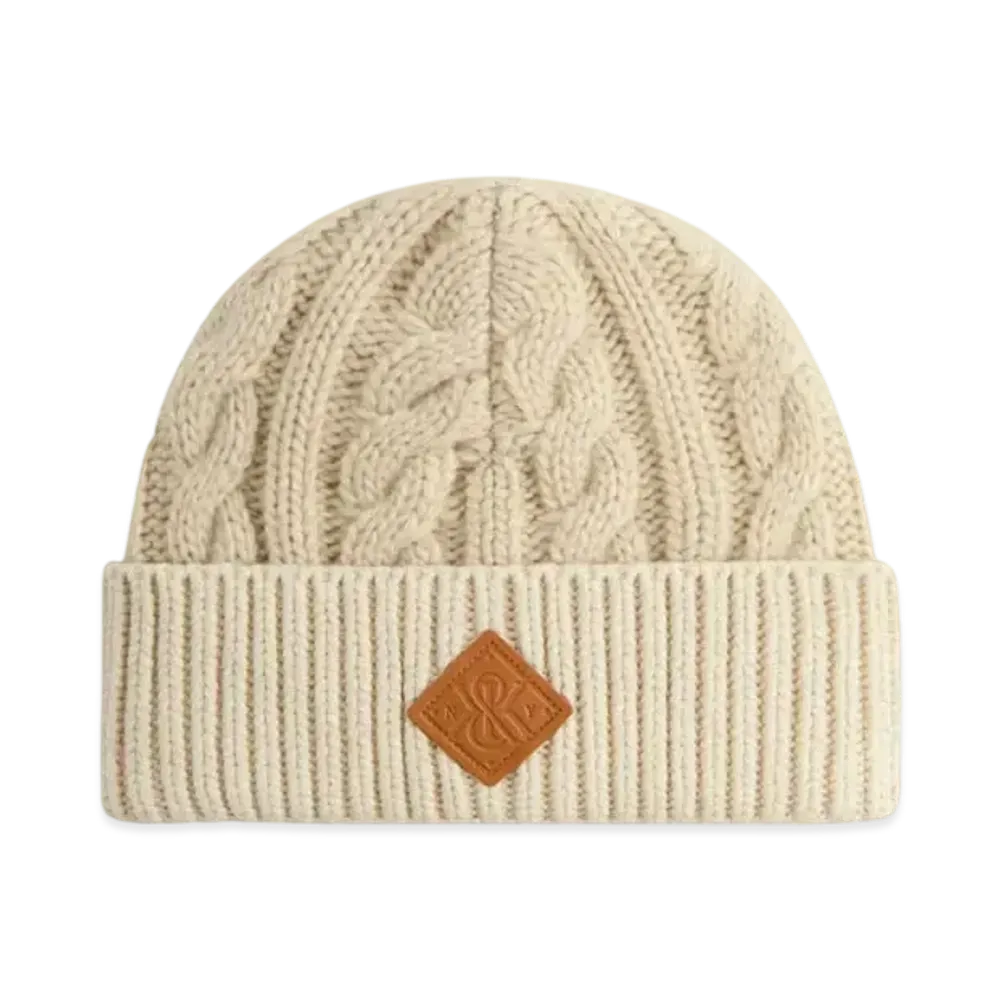 Kith Kithmas Leather Crest Mia Beanie "Heather Oatmeal"