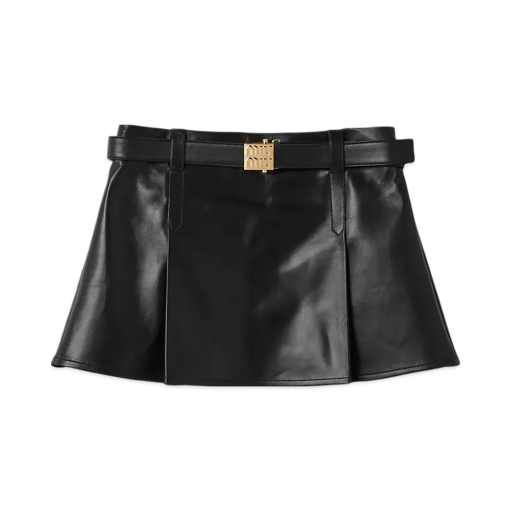 MIU MIU Nappa Leather Mini Skirt "Black"