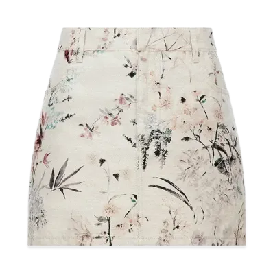 Dior Women's Miniskirt Cotton and Linen Denim with Millefiori Motif "Multicolor/Beige"