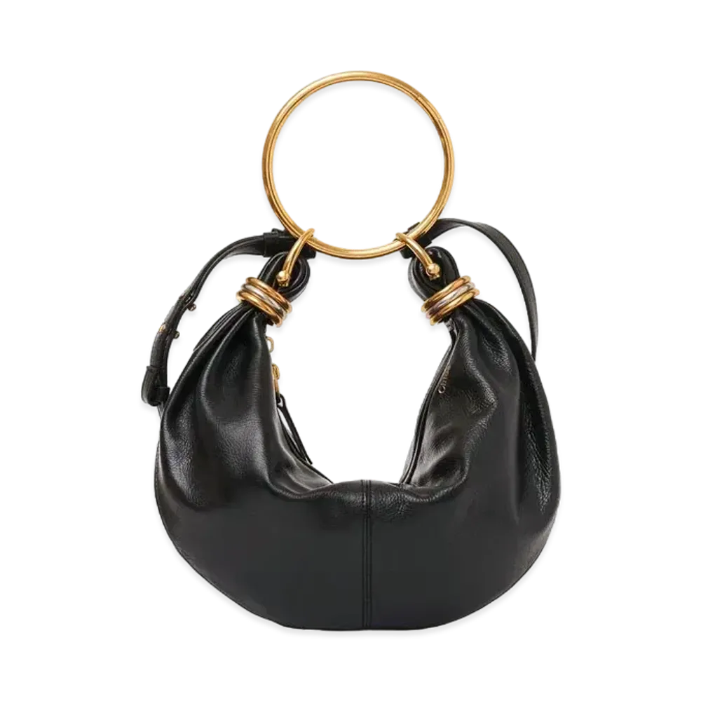 Chloe Small Bracelet Hobo Bag In Grained Leather "Black"