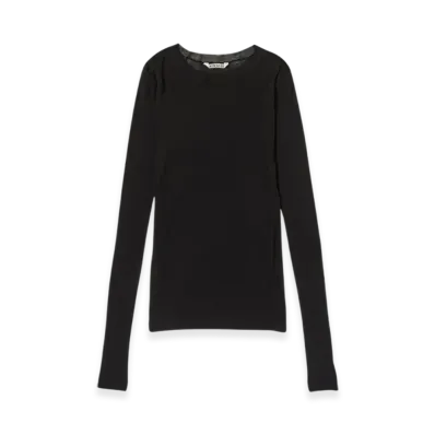 AURALEE Super High Gauge Sheer Rib L/S T-Shirt "Black"