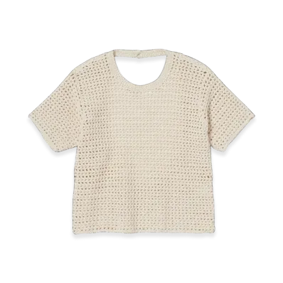 AURALEE Hand Crochet Knit T-Shirt "Ivory"