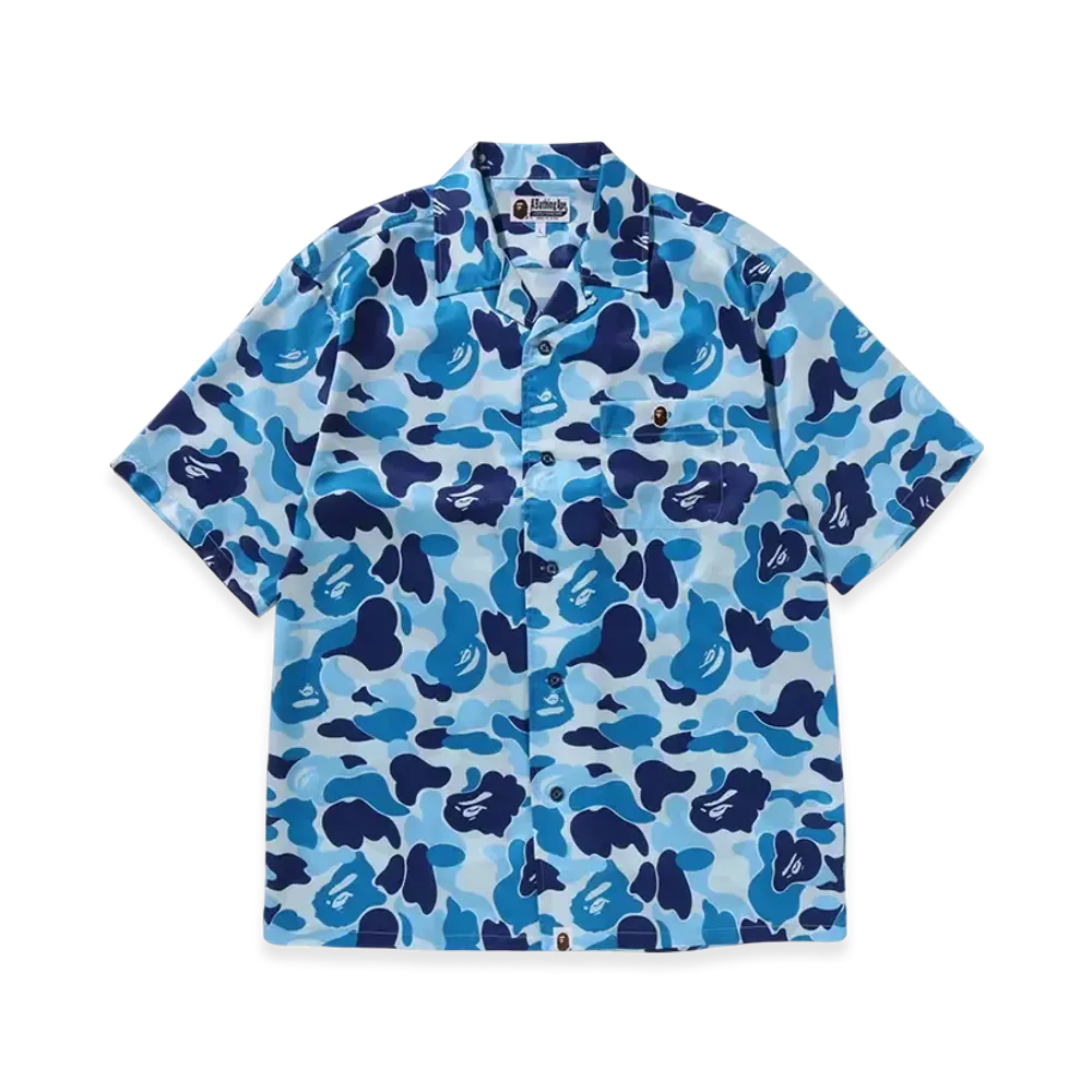 A BATHING APE ABC Camo Open Collar SS Shirts "Blue"