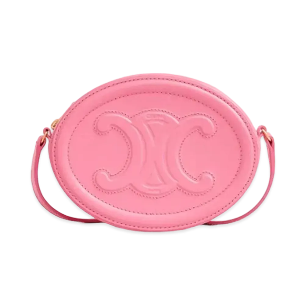 CELINE Crossbody Oval Purse Cuir Triomphe in Smooth Calfskin "Flamingo"
