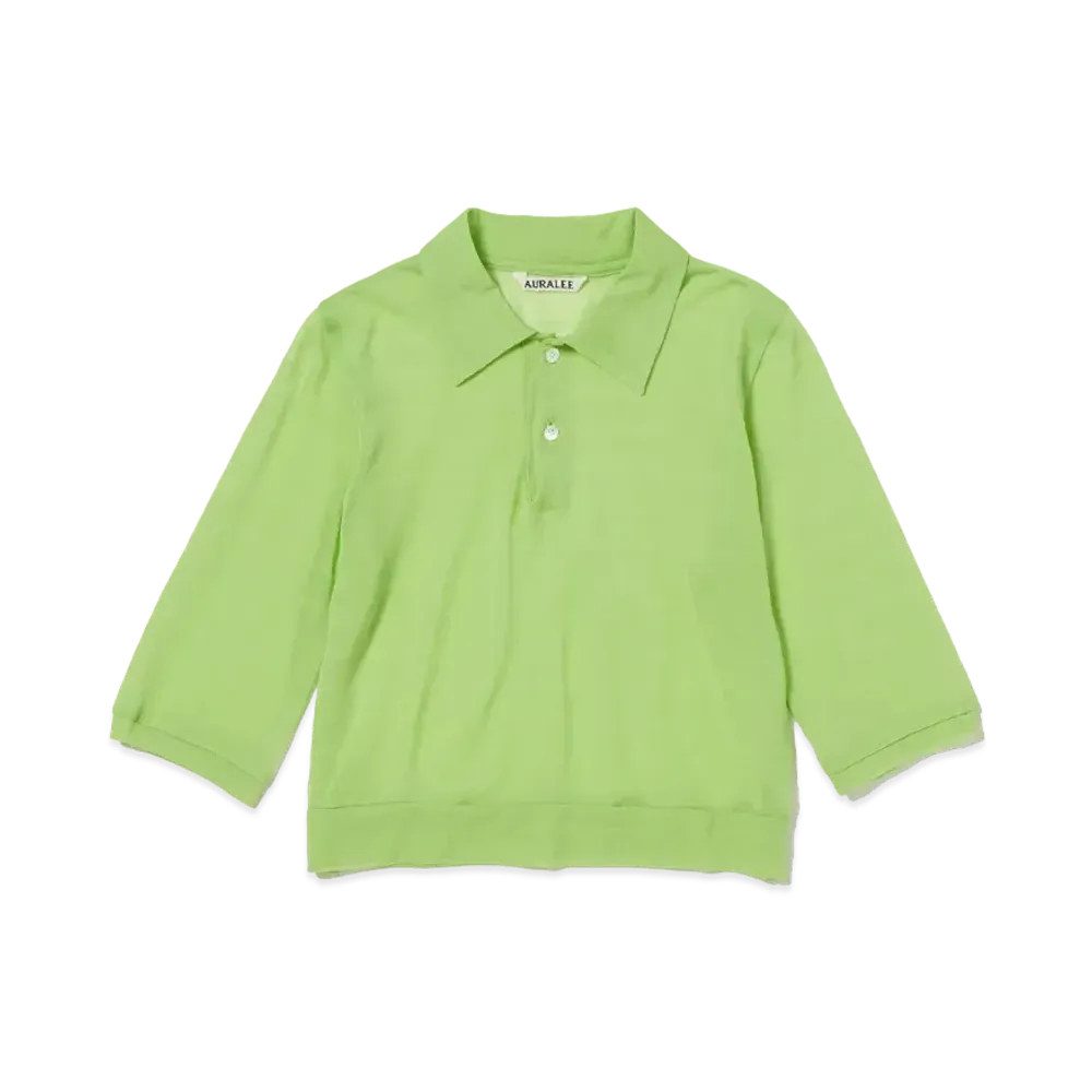 AURALEE Hard Twist Cotton Gauze Short Polo "Lime Green"