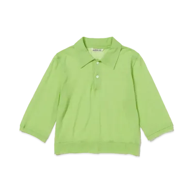 AURALEE Hard Twist Cotton Gauze Short Polo "Lime Green"