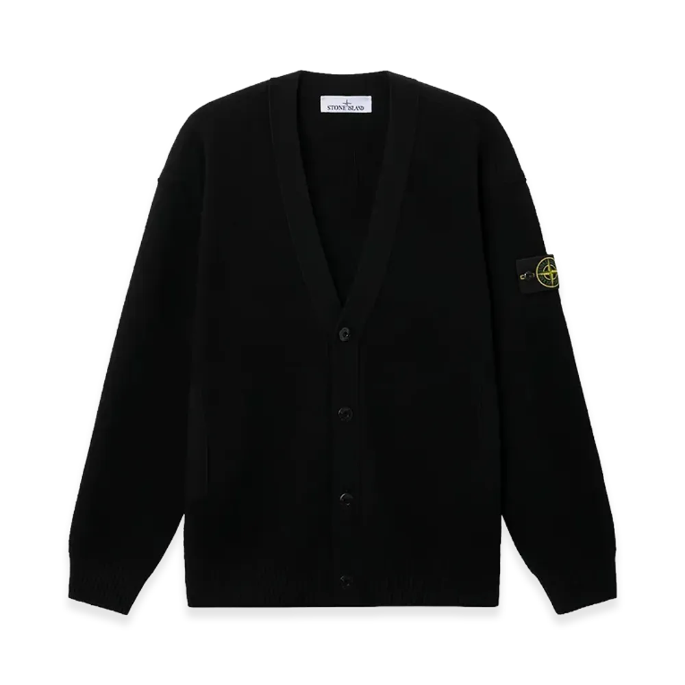 Stone Island Cardigan in Maglia Con Scollo A V E Tasche "Black"