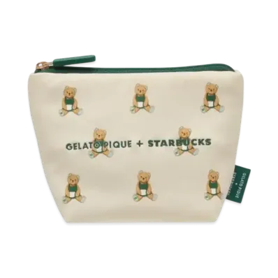 STARBUCKS x GELATO PIQUE Bear Pattern Pouch "Ivory"