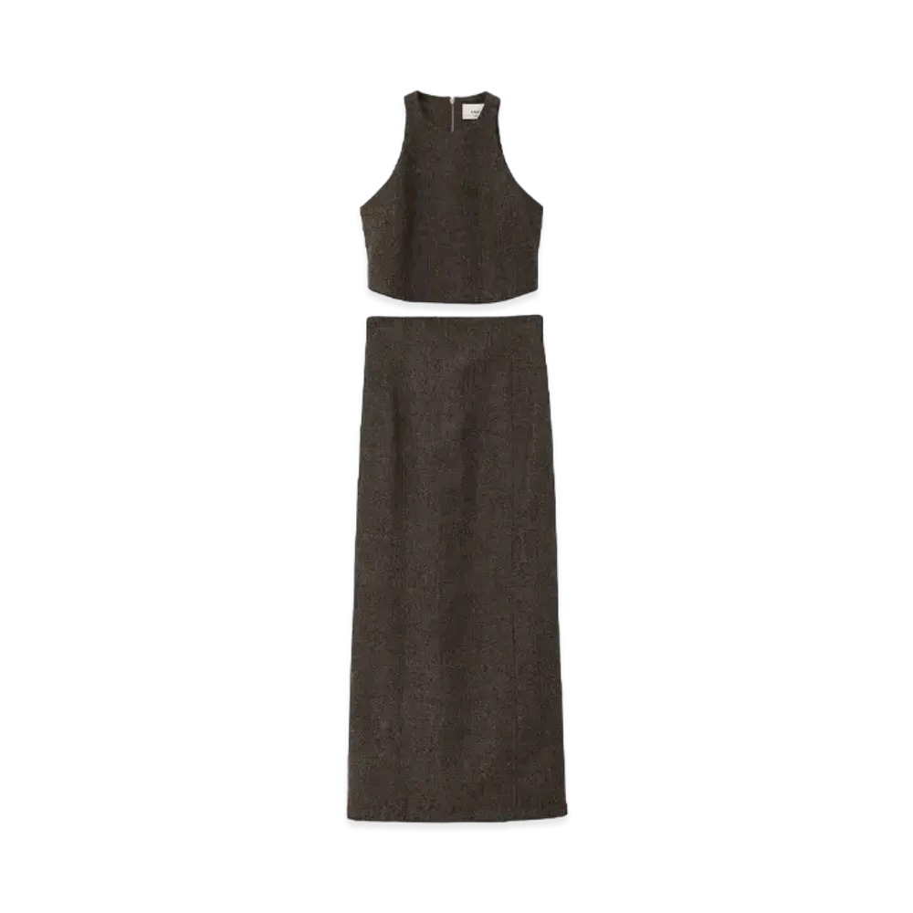 CLANE x Suzu Hirose 3WAY American Sleeve Bustier Straight Skirt Set "Brown Mix"