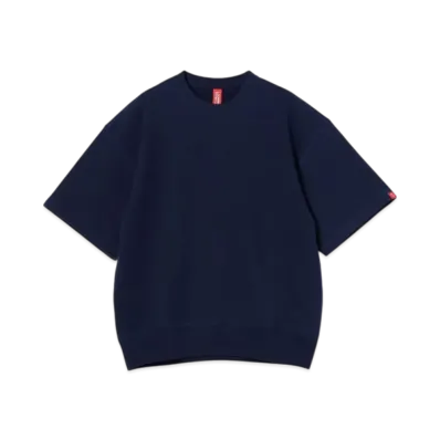 BEAMS JAPAN x LOOPWHEELER Short Sleeve Crew Neck Sweatshirt "Navy"