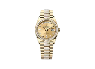 ROLEX Day-Date 36mm Yellow Gold Diamond 128348RBR "Champagne-colour"