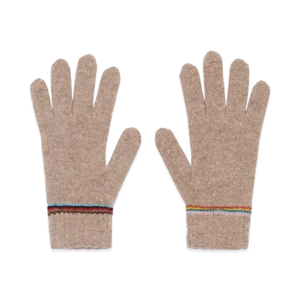Paul Smith Signature Stripe Knit Gloves "Beige"