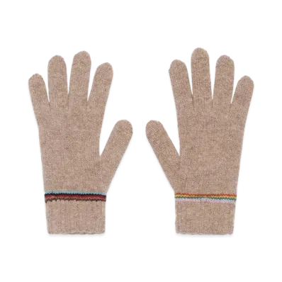 Paul Smith Signature Stripe Knit Gloves "Beige"