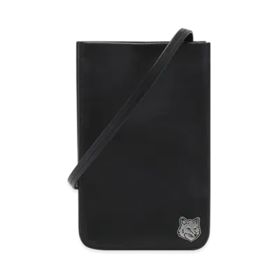 Maison Kitsune Fox Head Neck Pouch "Black"