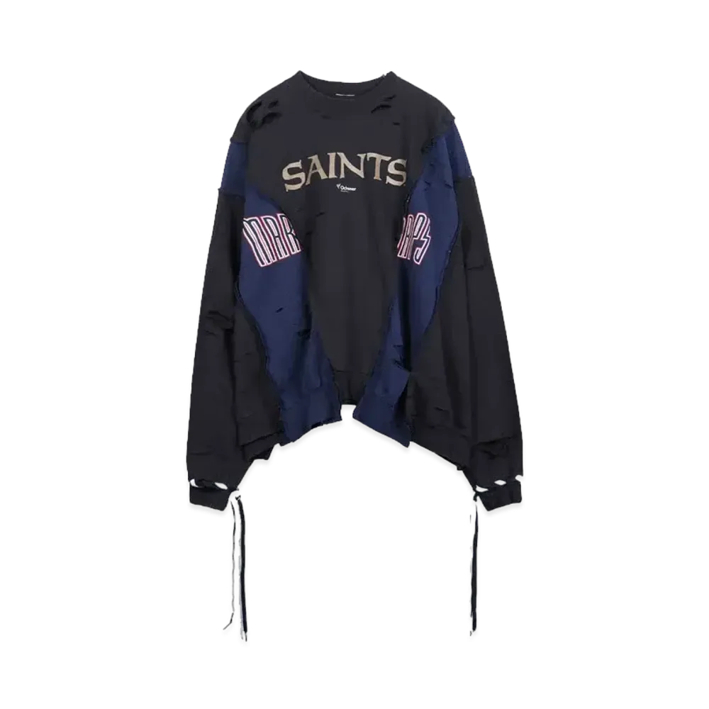 DISCOVERED HYPE DROP EXCLUSIVE WIDE DAMAGE COLLEGE SWEAT "BLACK EX05"