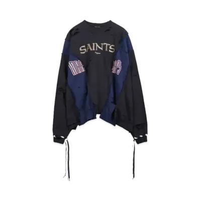 DISCOVERED HYPE DROP EXCLUSIVE WIDE DAMAGE COLLEGE SWEAT "BLACK EX05"
